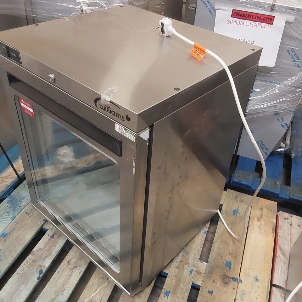 WILLIAMS AMBER HA135-SA R1 135 LTR UNDERCOUNTER SINGLE DOOR STAINLESS STEEL COMMERCIAL DISPLAY FRIDGE