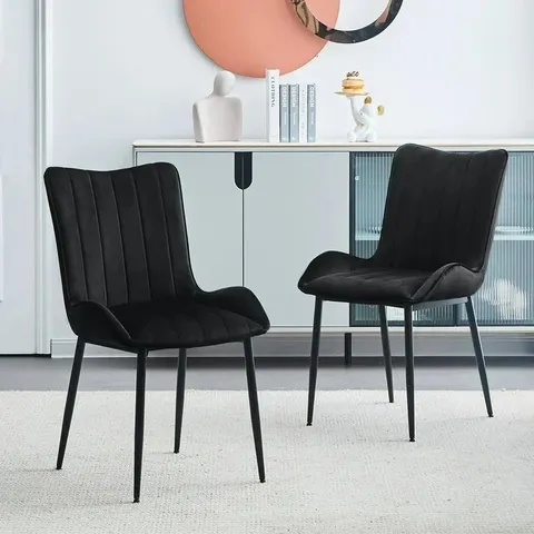 BOXED BLACK VELVET DINING CHAIRS