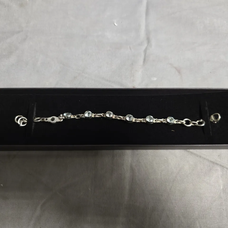 A.S.D JEWELLERS SILVER-TONE BRACELET WITH CLEAR STONES – BOXED