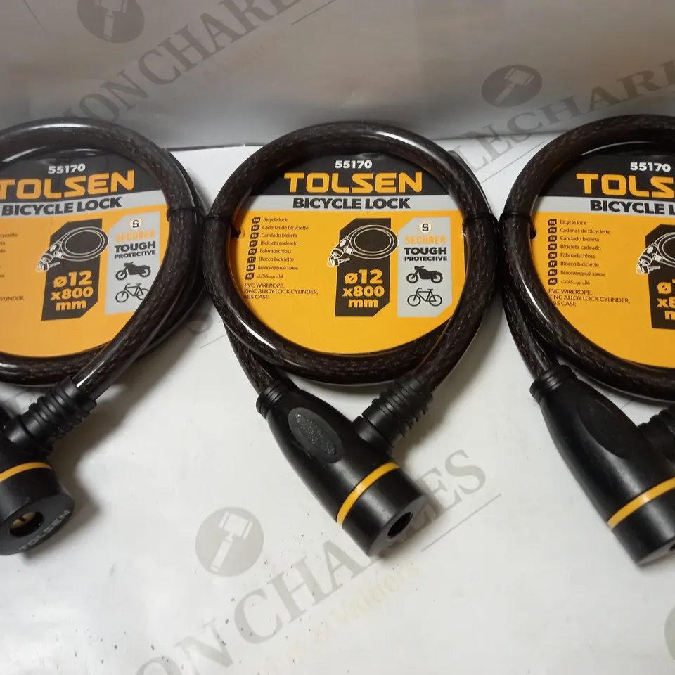 LOT OF 3 TOLSEN BICYCLE LOCKS 55170