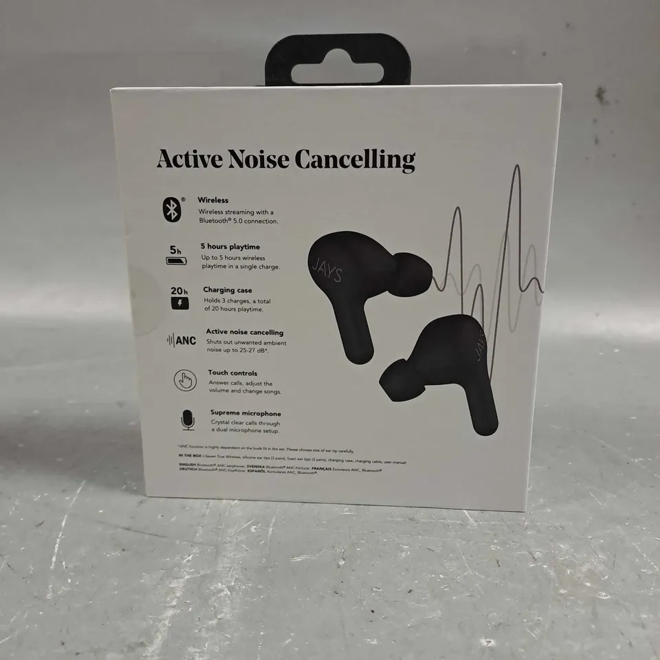 SEALED AND BOXED JAYS T-SEVEN TRUE WIRELESS NOISE CANCELLING EARBUDS T7TW01 IN BLACK