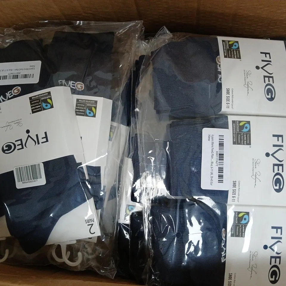 BOX OF APPROXIMATELY 20 PACKS OF FIVE G SOCKS - COLOURS AND SIZES MAY VARY - COLLECTION ONLY