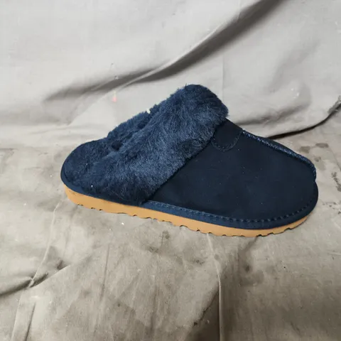 UNBOXED UGG WOMEN'S NAVY FUR-LINED SLIPPERS – UK 6 (EU 40)