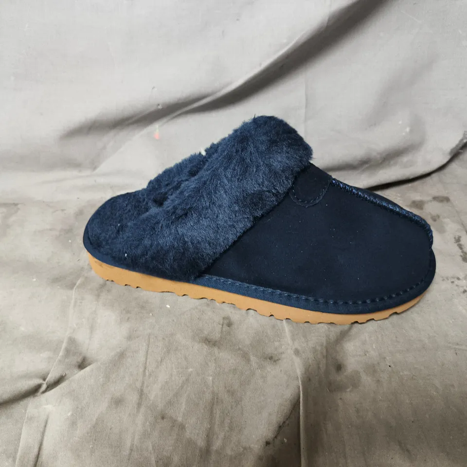 UNBOXED UGG WOMEN'S NAVY FUR-LINED SLIPPERS – UK 6 (EU 40)