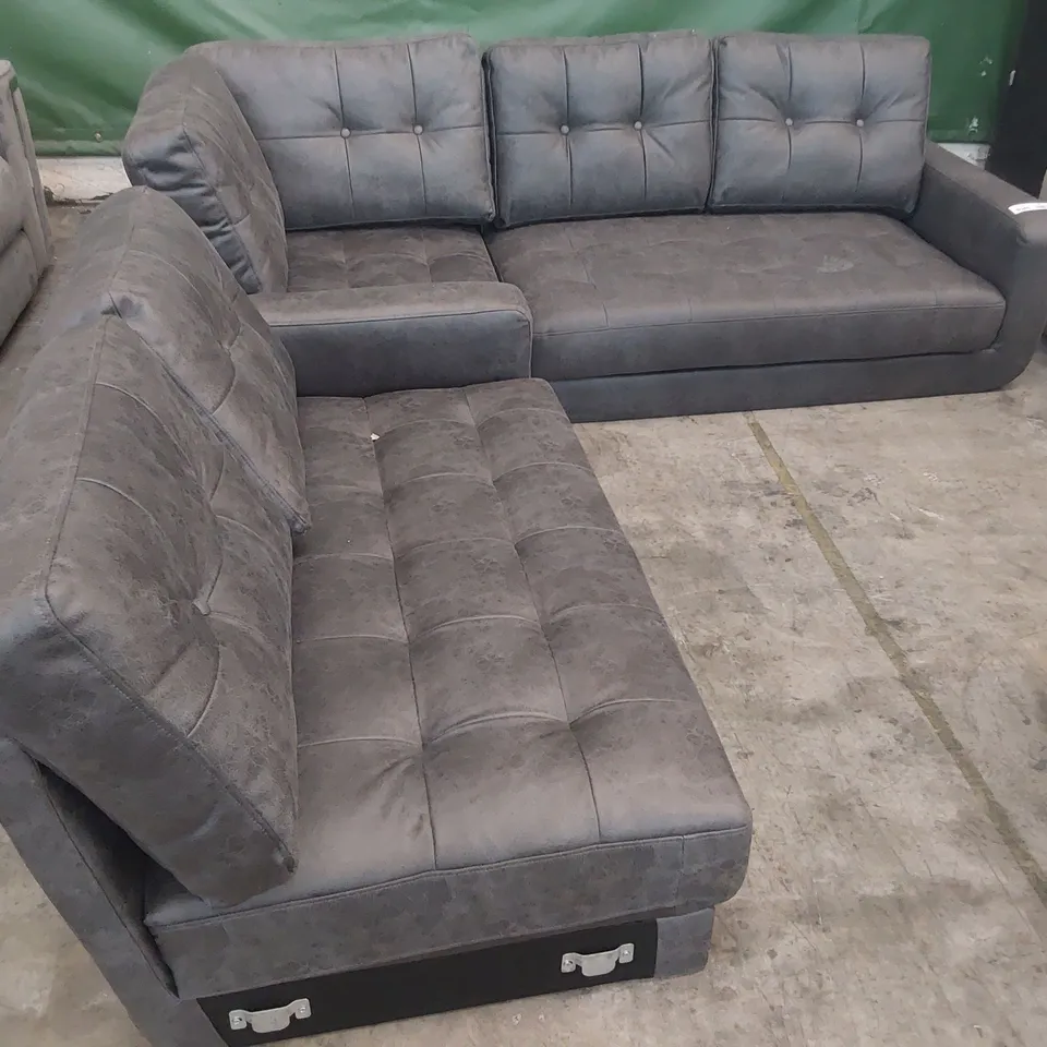 DESIGNER CORNER GROUP CHARCOAL LEATHER 