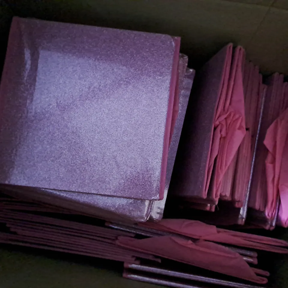 APPROXIMATELY 15 FOLDING STORAGE BOX PINK GLITTER 
