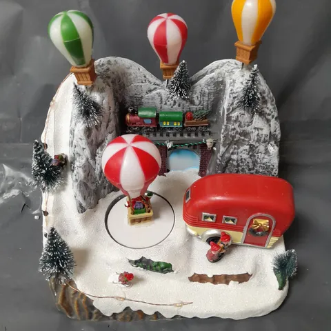 BOXED FESTIVE 23 CM LIT BALLOON VILLAGE CHRISTMAS SCENE DECORATION