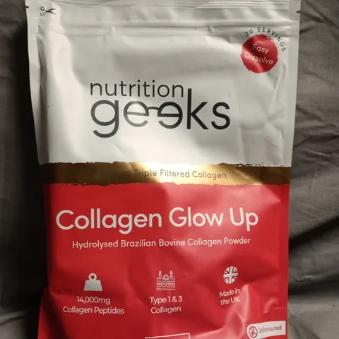 NUTRITION GEEKS COLLAGEN GLOW UP - HYDROLYSED BRAZILIAN BOVINE COLLAGEN POWDER (420G BAG)