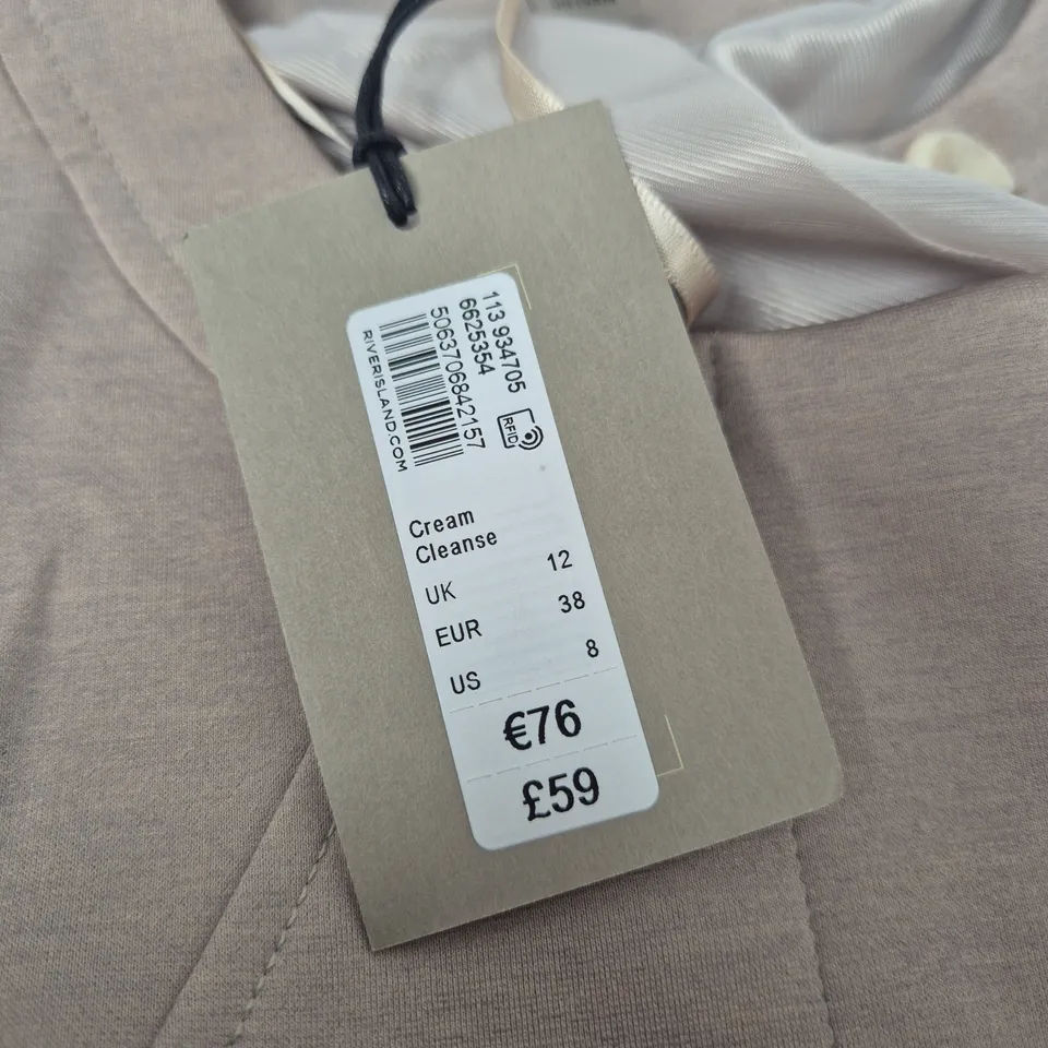 RIVER ISLAND STUDIOS CREAM COAT – WOMEN'S, UK 12 (US 8, EU 38) MADE IN VIETNAM