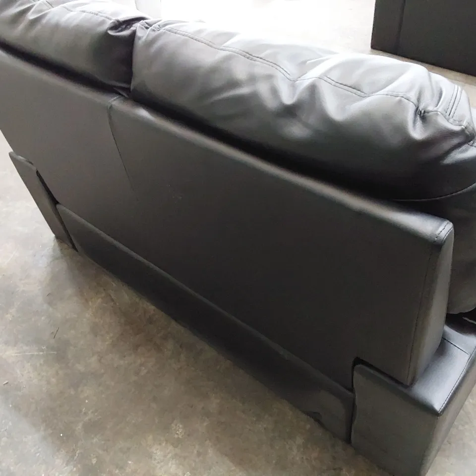 DESIGNER TWO SEATER SOFA BLACK LEATHER L