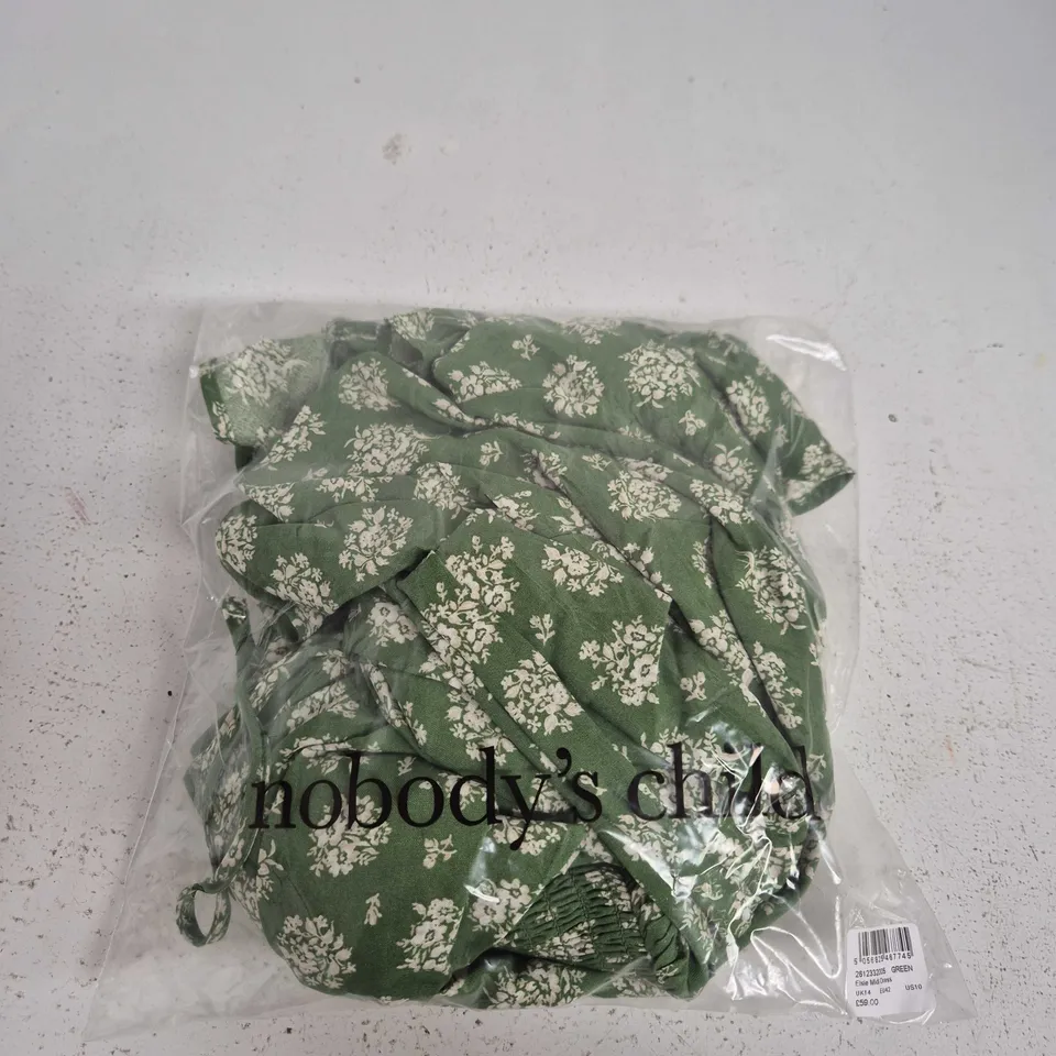 NOBODY'S CHILD ELSIE MIDI DRESS – GREEN FLORAL, UK14