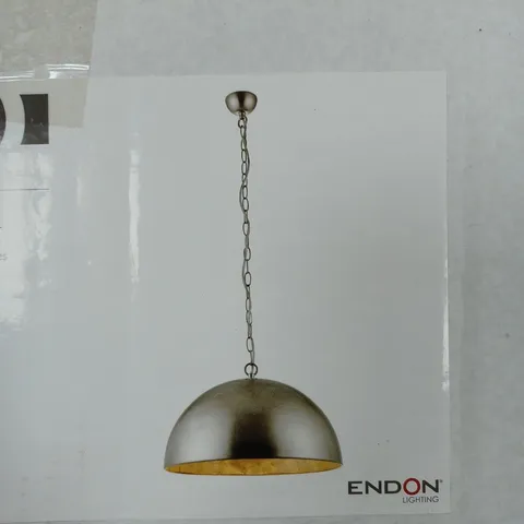 BOXED ENDON LIGHTING QUEENIE 1-LIGHT BOWL PENDANT SILVER