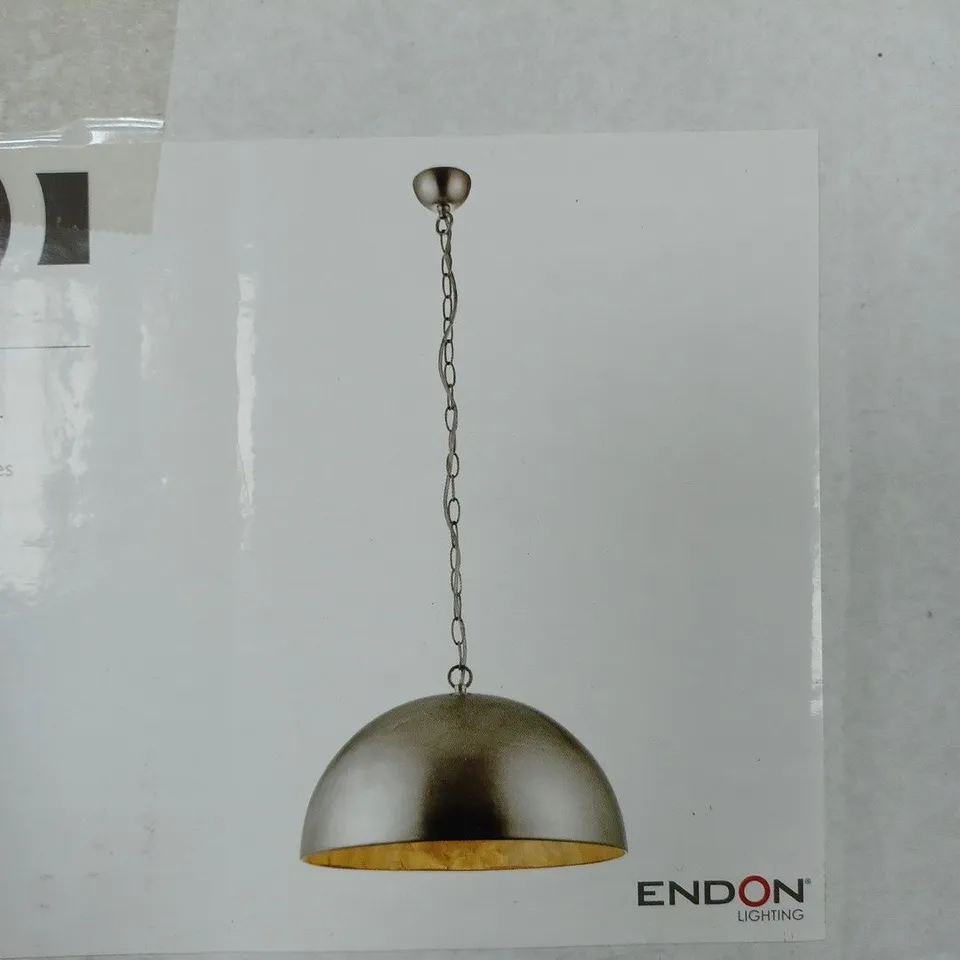 BOXED ENDON LIGHTING QUEENIE 1-LIGHT BOWL PENDANT SILVER