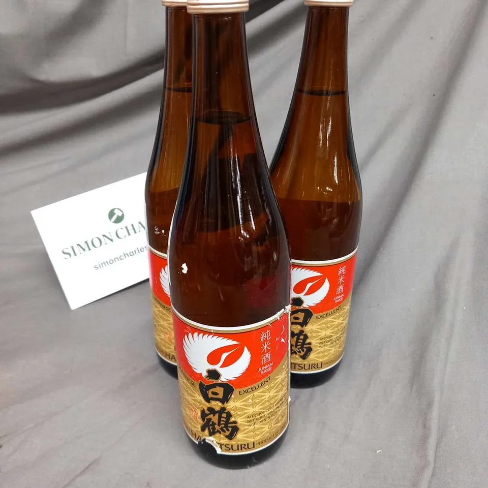 FIVE BOTTLES OF HAKUTSURU JAPANESE EXCELLENT IMPORTED SAKE 15% 720ML