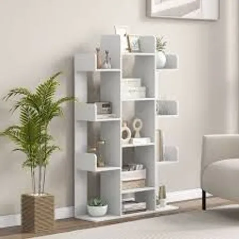 BOXED COSTWAY TREE BOOKSHELF CORNER BOOKS STORAGE ORGANIZER WITH 13 OPEN SHELVES