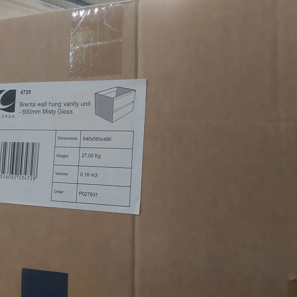 PALLET CONTAINING A LARGE QUANTITY OF ASSORTED BATHROOM FURNITURE PARTS INCLUDING: CALYPSO BRENTA WALL HUNG VANITY UNIT, VANITY CARCASSES ECT