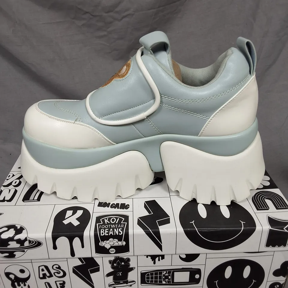 BOXED KOI TEDDY SURA BLUE VILUN PLATFORM TRAINERS - UK4