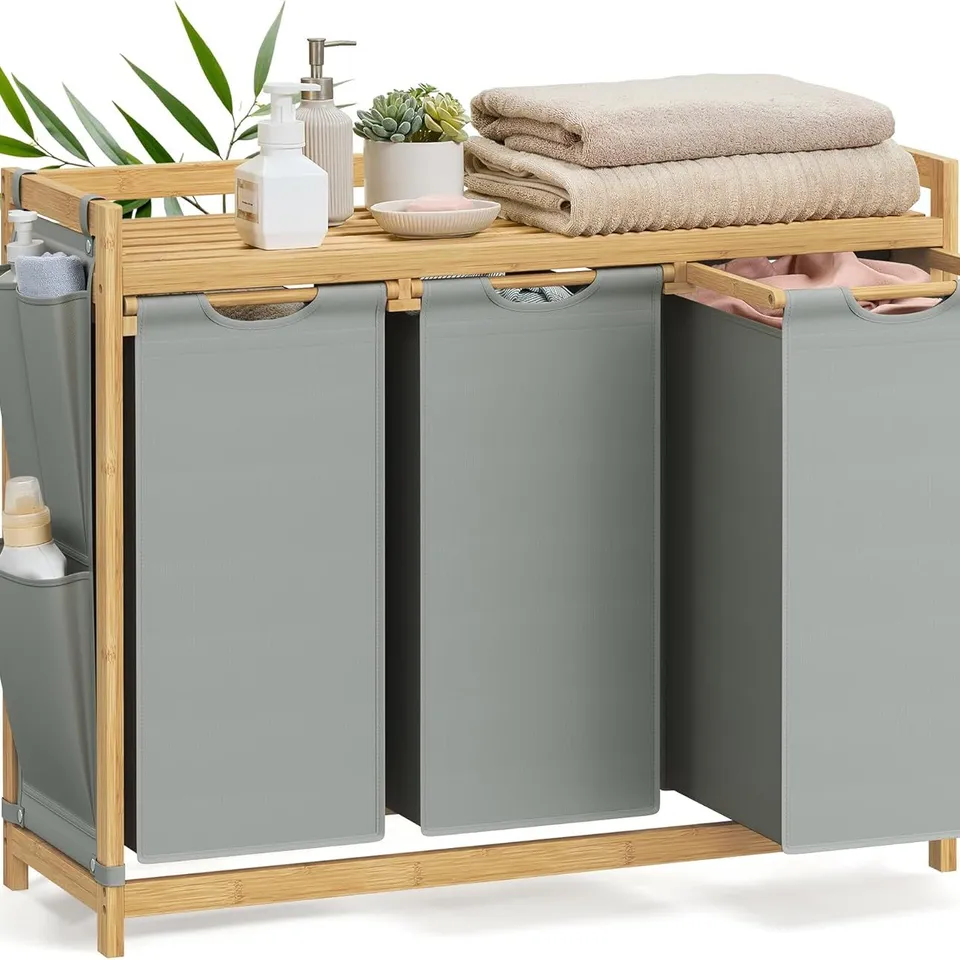 BOXED SONGMICS LAUNDRY BASKET WITH 3 COMPARTMENTS