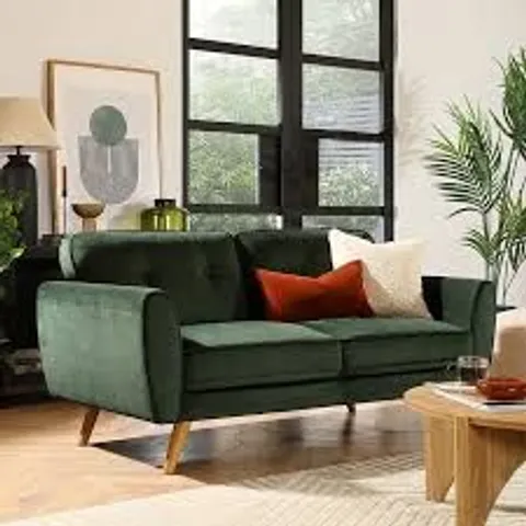 BOXED HARLOW 2 SEATER SOFA, MOSS GREEN CLASSIC VELVET (1 BOX)
