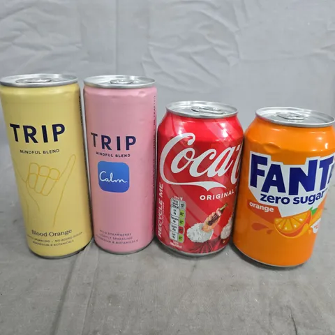 APPROX 4 ASSORETED DRINKS TO INCLUDE FANTA, COKE AND TRIP