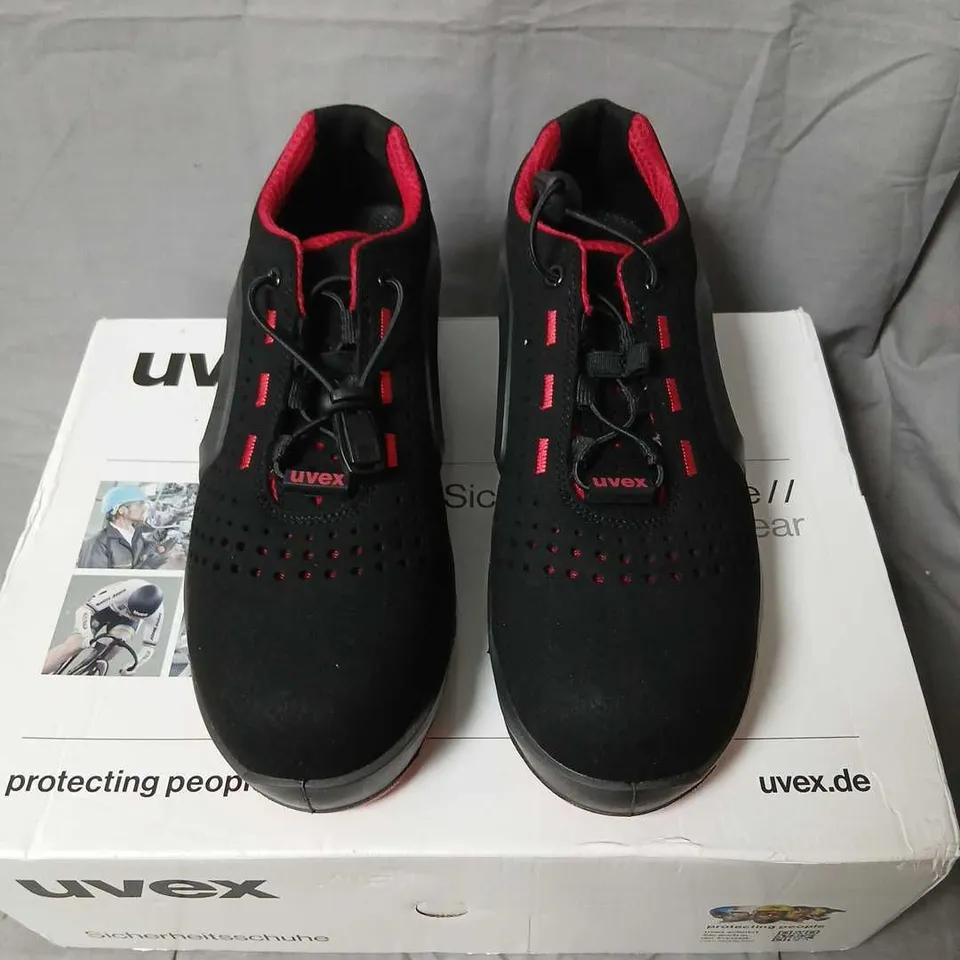 UVEX 1 X-TENDED SAFETY SHOES – BLACK/RED, UK SIZE 6 (EU 39)