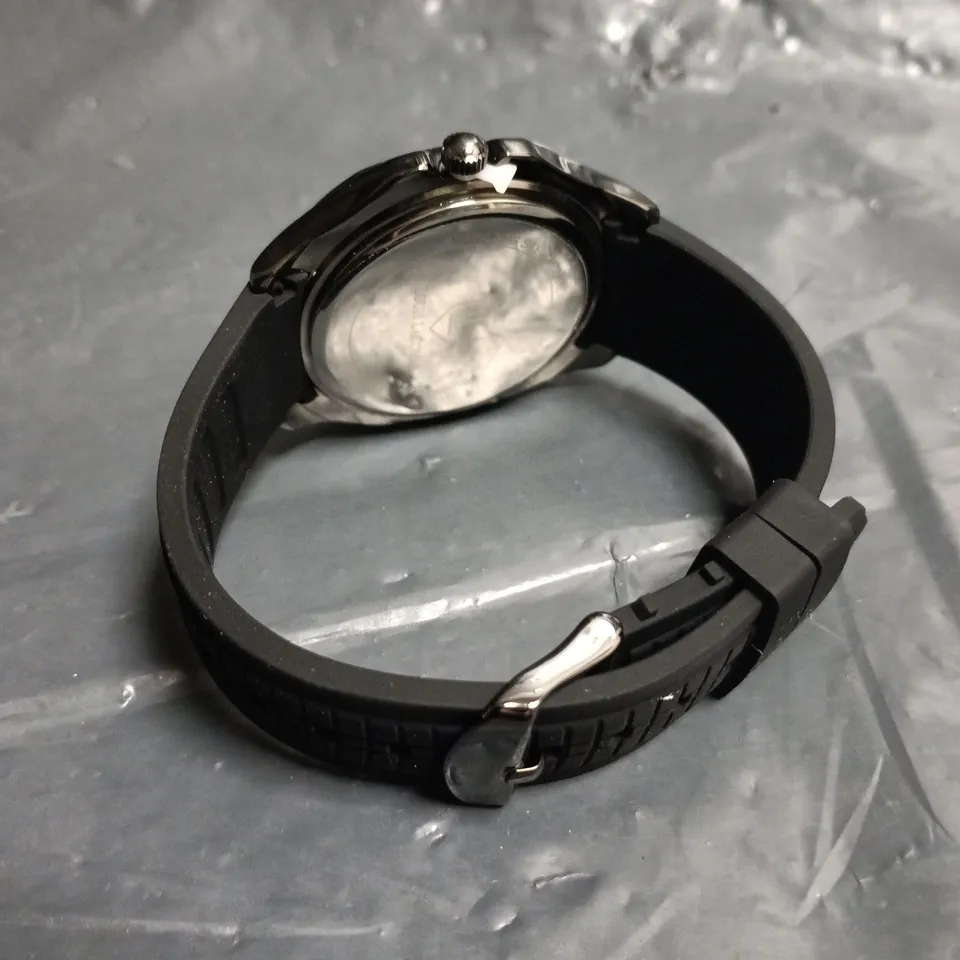 LOUIS LACOMBE BLACK DIAL RUBBER STRAP WATCH