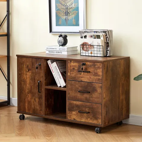 BOXED EDENE WIDE LATERAL FILING CABINET [3-DRAWER 1-DOOR]