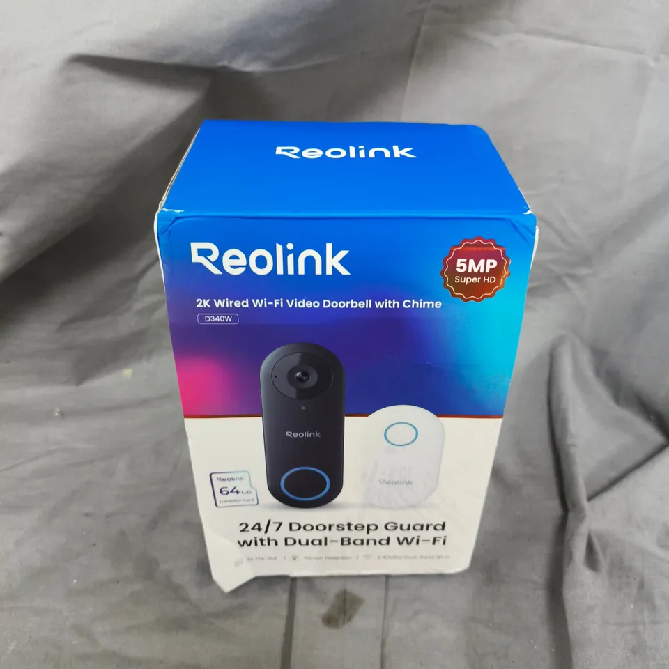 REOLINK 2K+ WIFI SMART AI DOORBELL & CHIME + 64GB