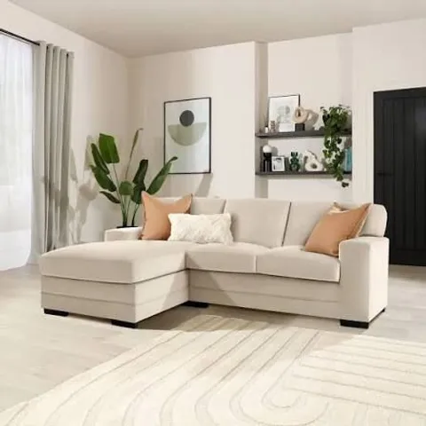 BOXED MANHATTAN L-SHAPE CORNER SOFA, LEFT-HAND FACING, CHAMPAGNE CLASSIC HOUSE VELVET (2 BOXES)