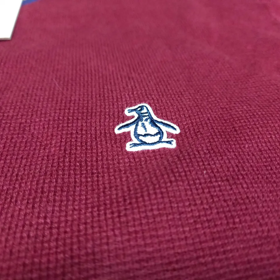 PENGUIN EMBROIDED LOGO CREWNECK SWEATER IN BROWN/RED - XXL