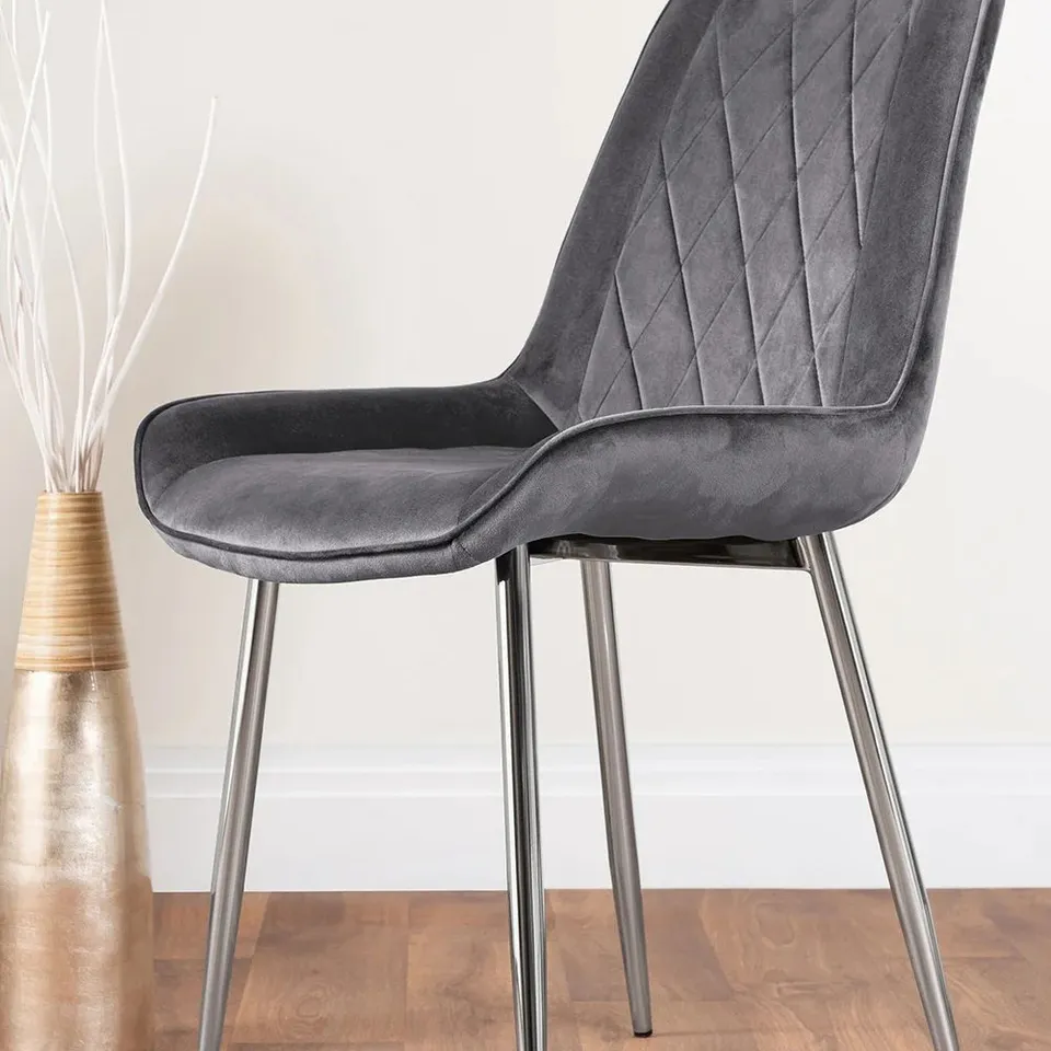PAIR OF BOXED PALERMO VELVET MODERN DINING CHAIRS