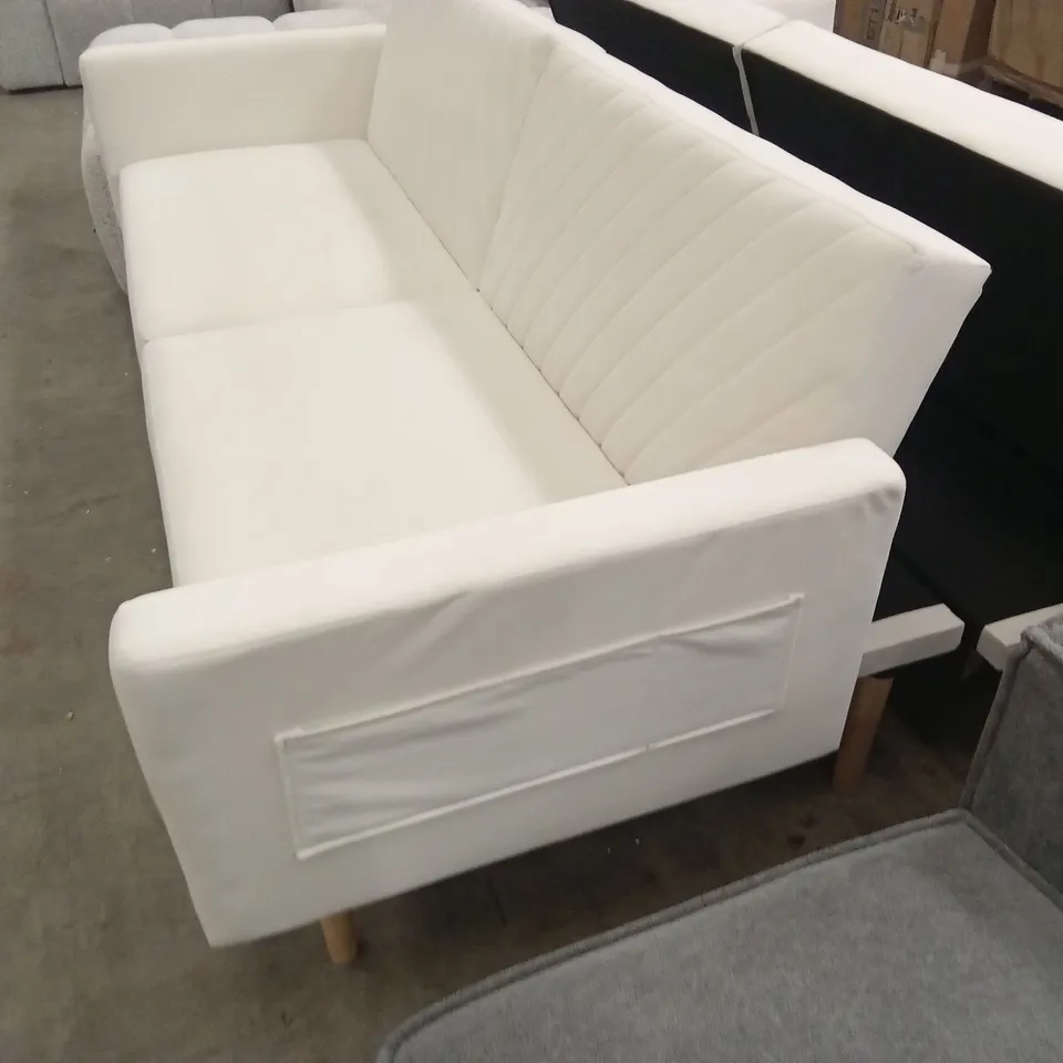 DESIGNER 3 SEATER VELVET UPHOLSTERED SOFA BED