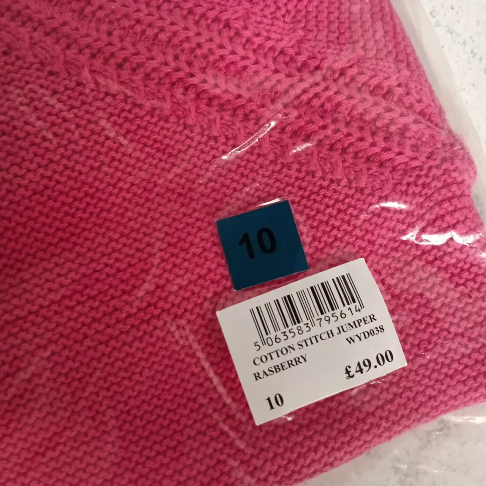 Crew Clothing Company Cotton Stitch Jumper – Raspberry Pink, UK 10