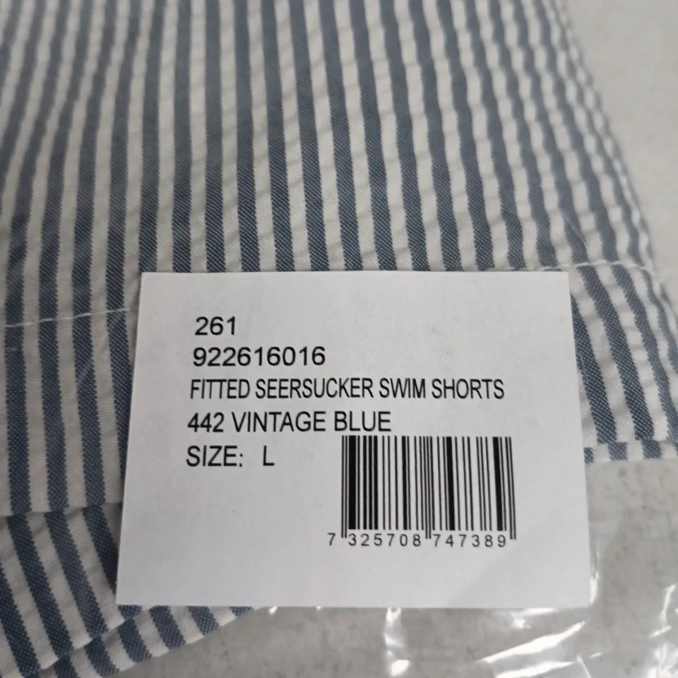 GANT FITTED SEERSUCKER SWIM SHORTS, VINTAGE BLUE, UK SIZE L
