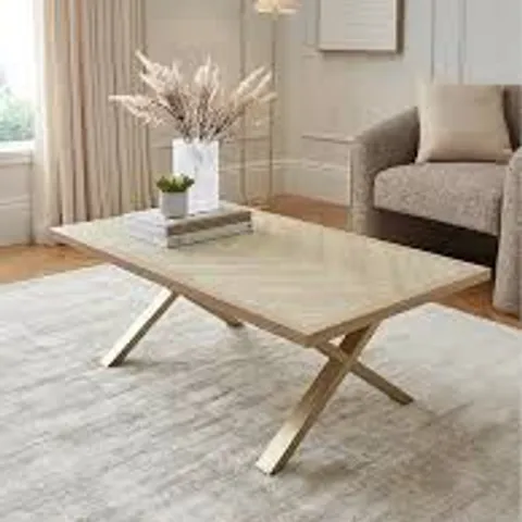 KAIA COFFEE TABLE - BRASS/LIGHT OAK