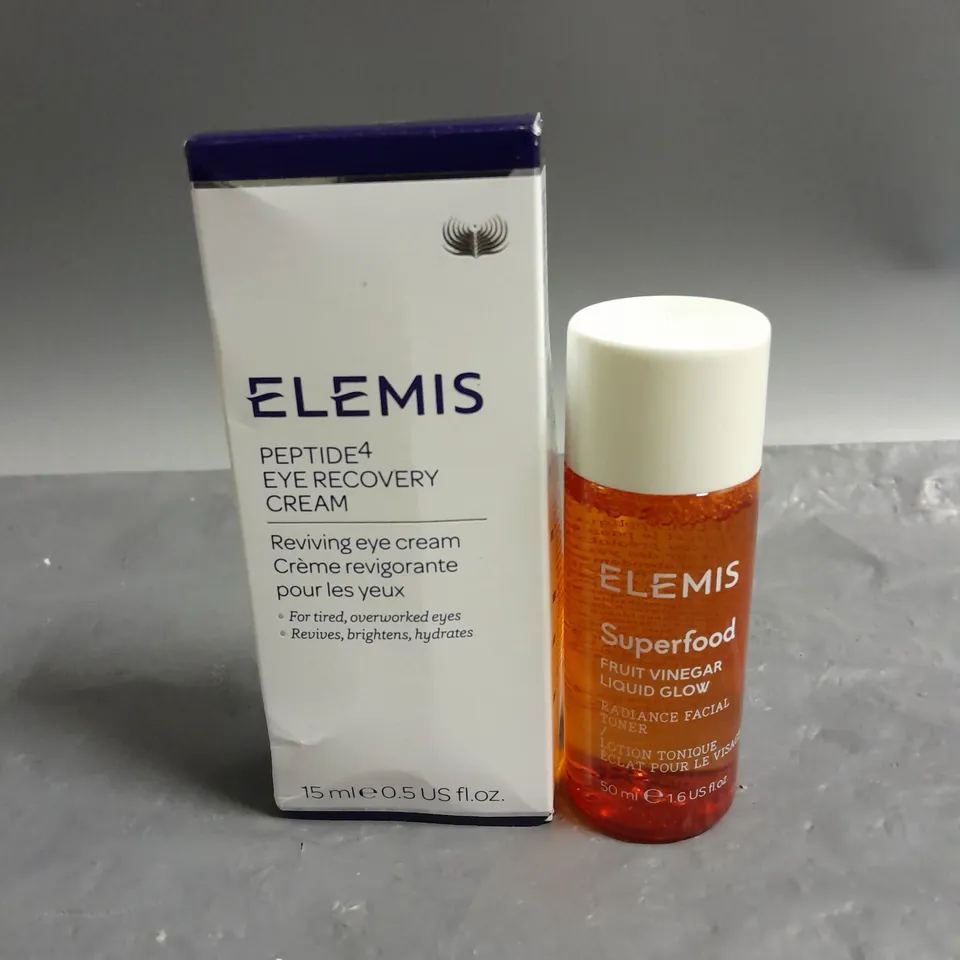ELEMIS LOT OF 2 PRODUCTS TO INCLUDE - SUPERFOOD RADIANCE FACIAL TONER 50ML - PEPTIDE4 EYE RECOVERY CREAM 15ML