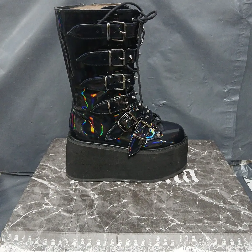 BOXED PAIR OF DEMONIA PRIZM HEIST BUCKLE BOOTS - 4