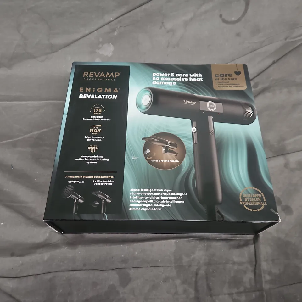 boxed REVAMP ENIGMA REVELATION HAIR DRYER DR-6500-GB