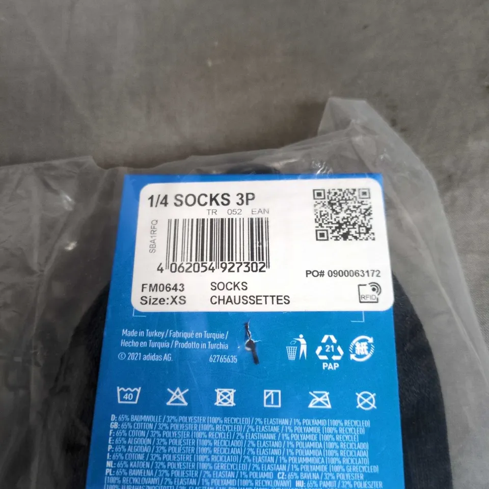 ADIDAS 1/4 SOCKS 3P – SIZE XS