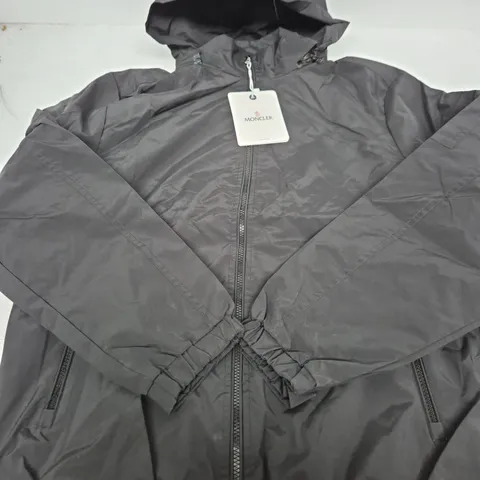 MONCLER HOODED SHELL JACKET – BLACK/CHARCOAL - SIZE M
