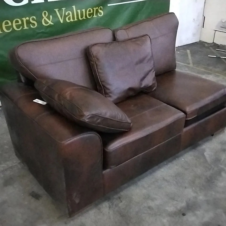 QUALITY BRITISH DESIGNER TAN LEATHER SOFA SECTION