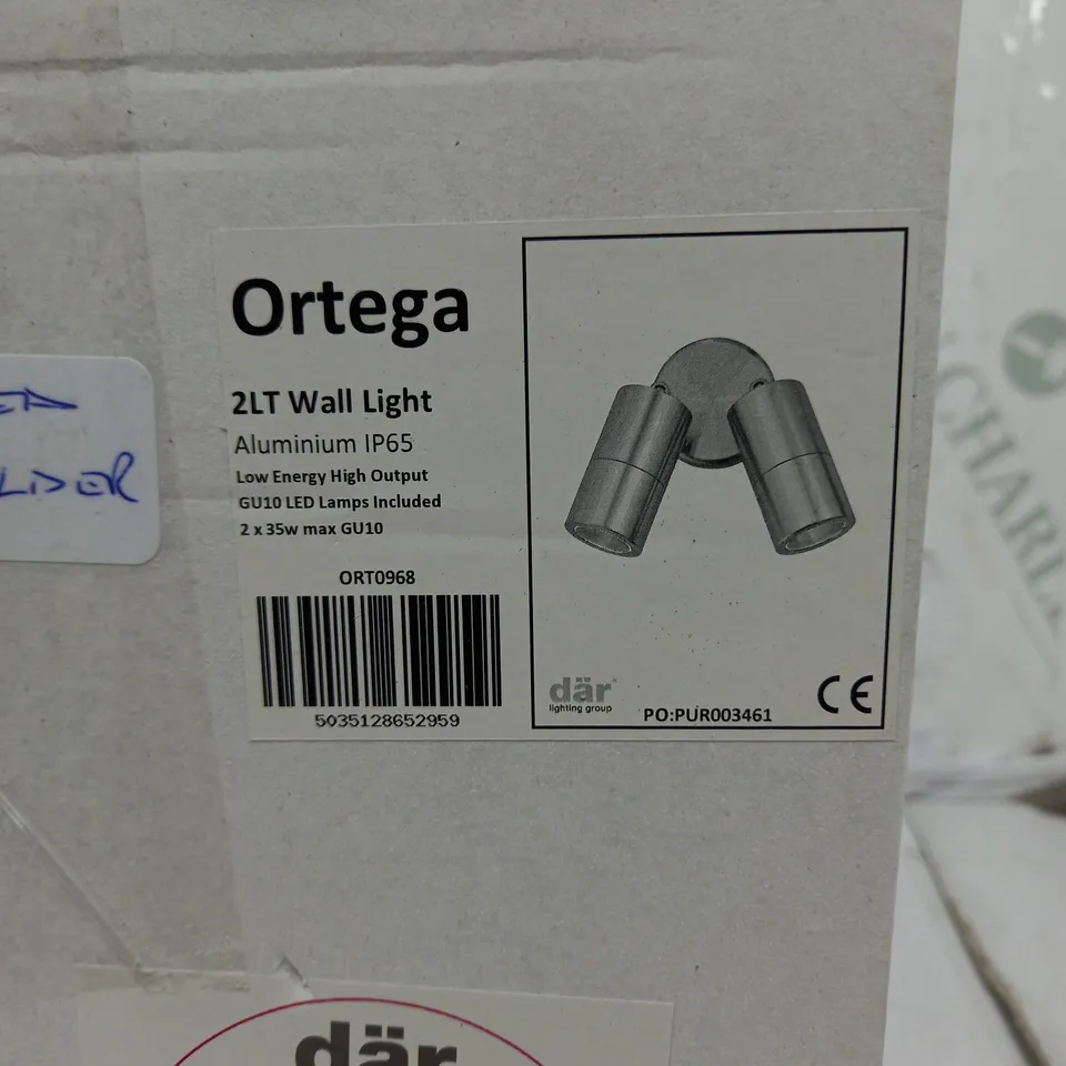 ORTEGA OUTDOOR 2 LIGHT WALL SPOTLIGHT ALUMINIUM