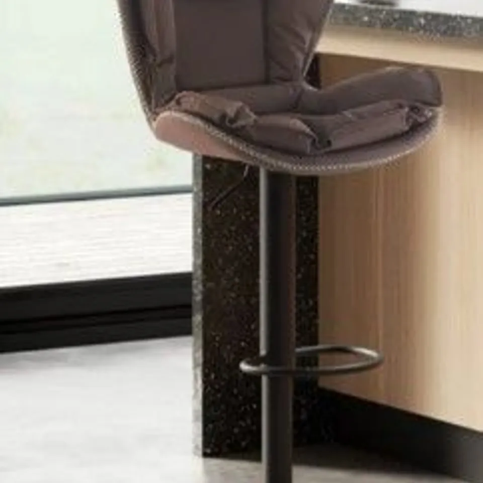 BOXED PAIR OF TWO DOVER DARK BROWN BAR STOOLS