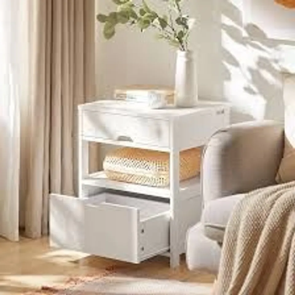 BEDSIDE TABLE WITH 2 DRAWERS, NIGHT TABLE STAND END TABLE SIDE TABLE