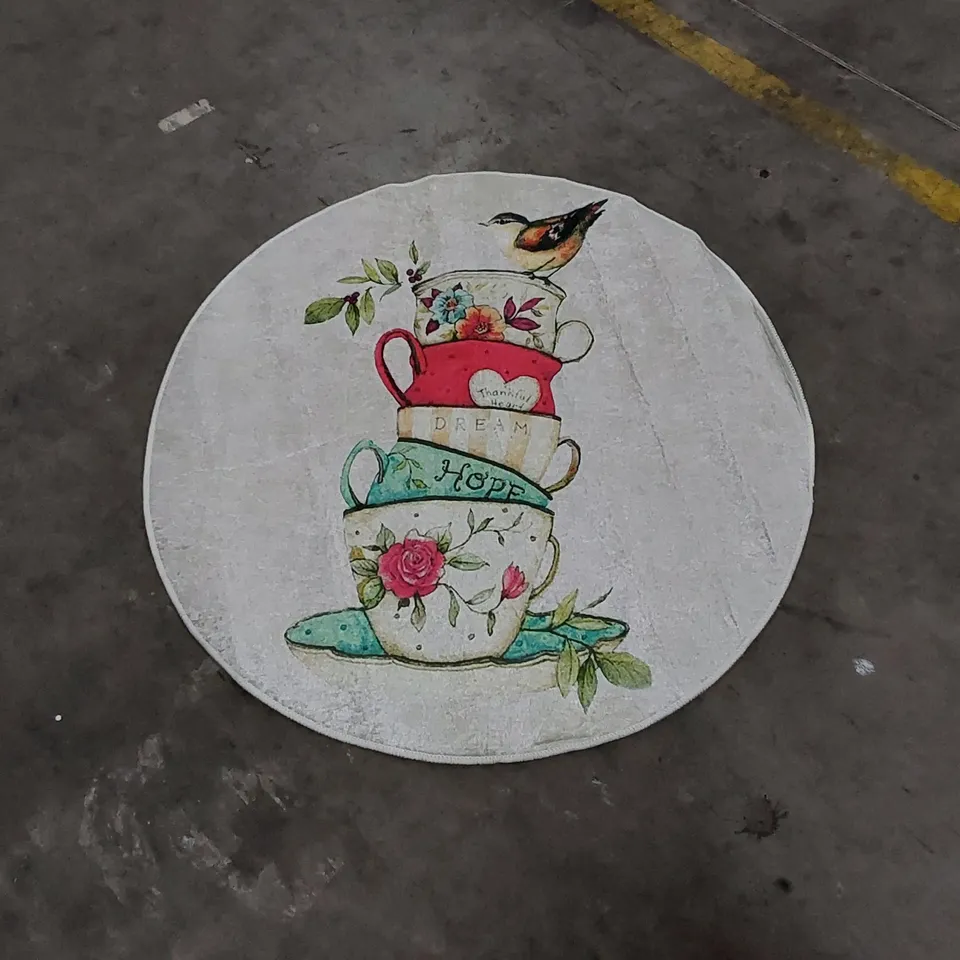 CHILAI HOME ROUND CUP THEMED BATHROOM MAT 100cm