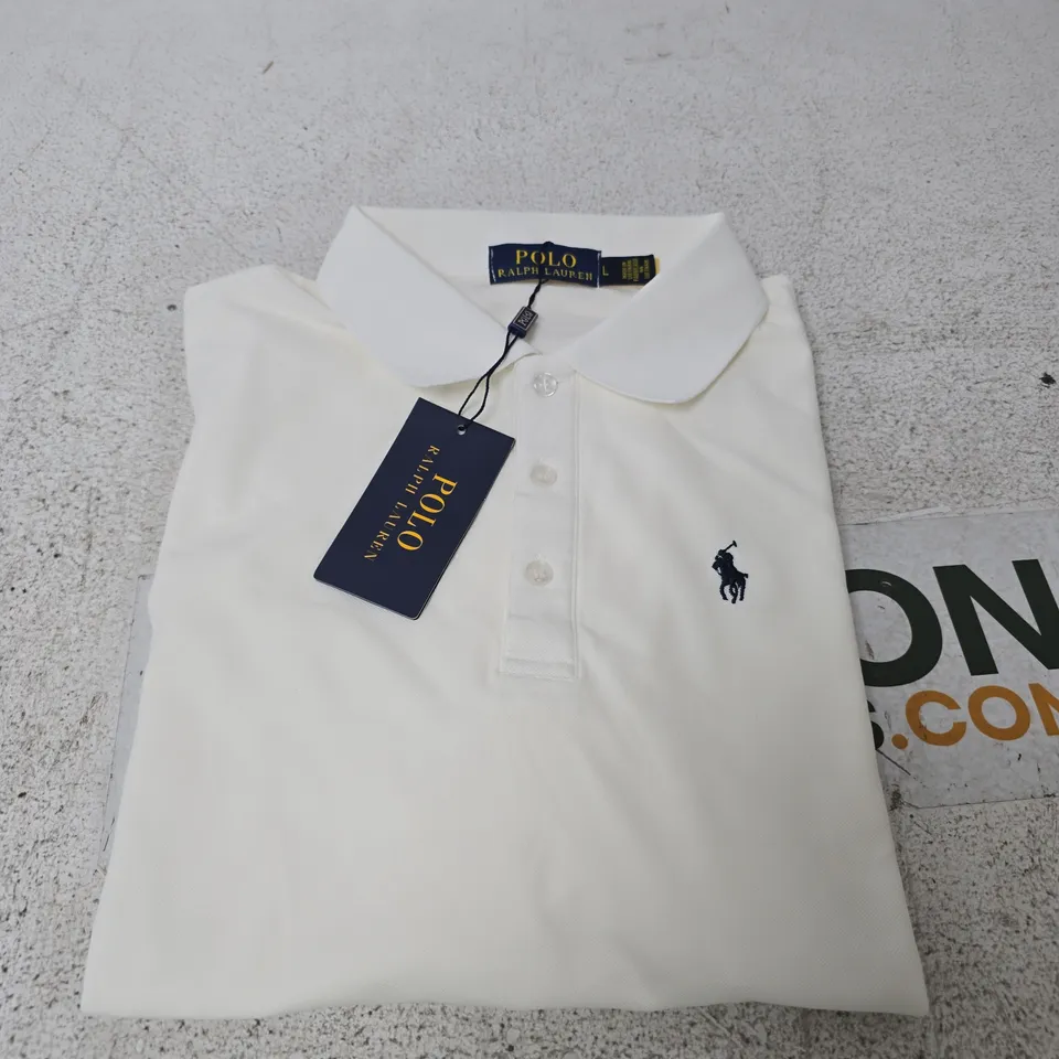 POLO RALPH LAUREN WHITE POLO SHIRT - L