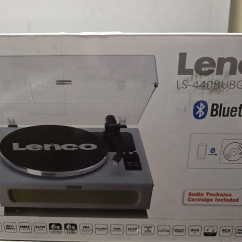 BOXED LENCO LS-440BUBG BLUETOOTH TURNTABLE WITH BUILT IN SPEAKERS