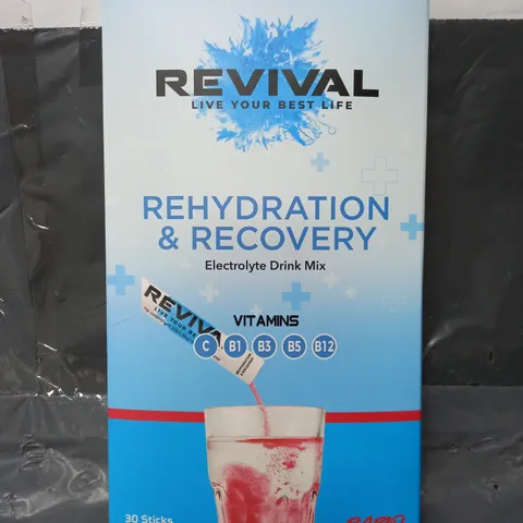 REVIVAL REHYDRATION & RECOVERY ELECTROLYTE DRINK MIX IN WILD CHERRY 30 STICKS