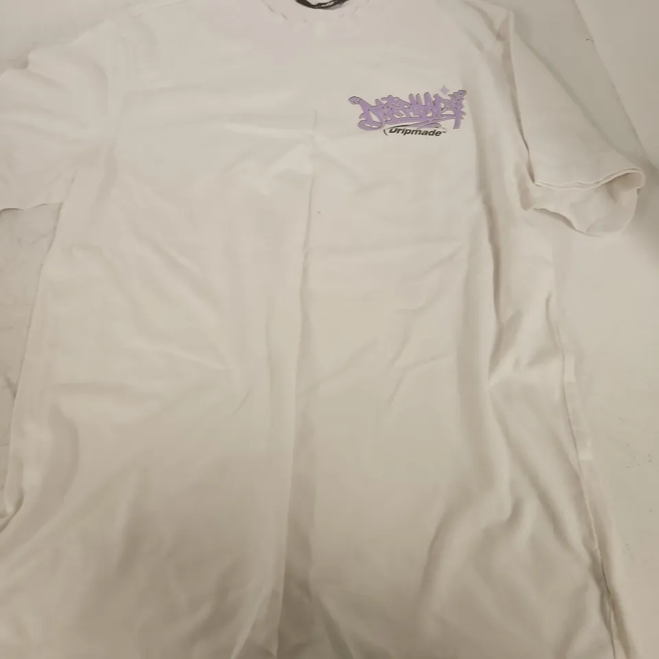 DRIPMADE STREET TOUR T‑SHIRT – WHITE, SIZE S