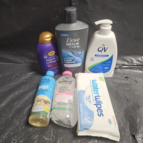 APPROXIMATEY 20 ASSORTED HEALTH AND BEAUTY PRODUCTS TO INCLUDE - DOVE MEN 3IN1 WASH - GARNIER MICELLAR CLEANSING WATER - CHILD'S FARM HAIR & BODY WASH - ETC